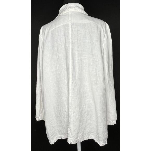 Eileen Fisher women's white Irish Linen lagenlook button blazer top pockets XL - Picture 2 of 10